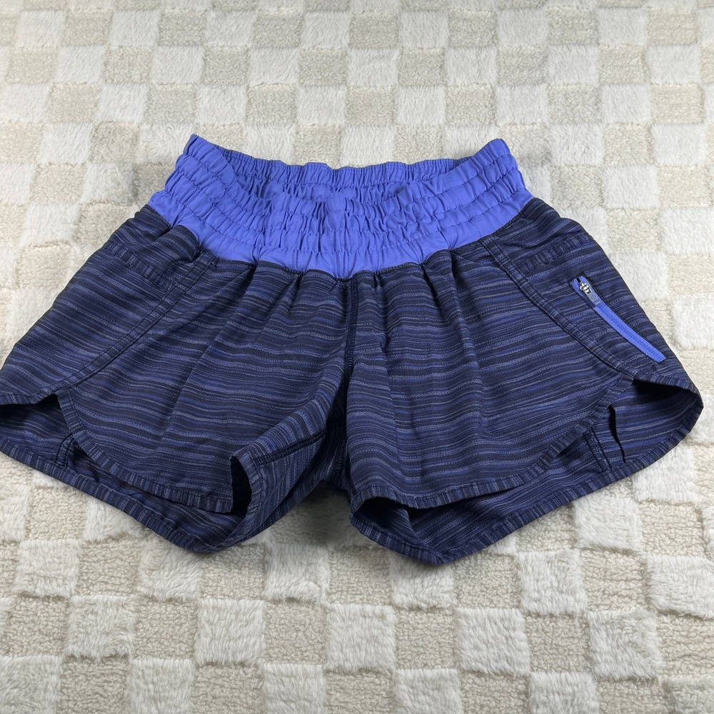 Lululemon Striped‎ Blue Purple Running Athletic Shorts Women's Size 6